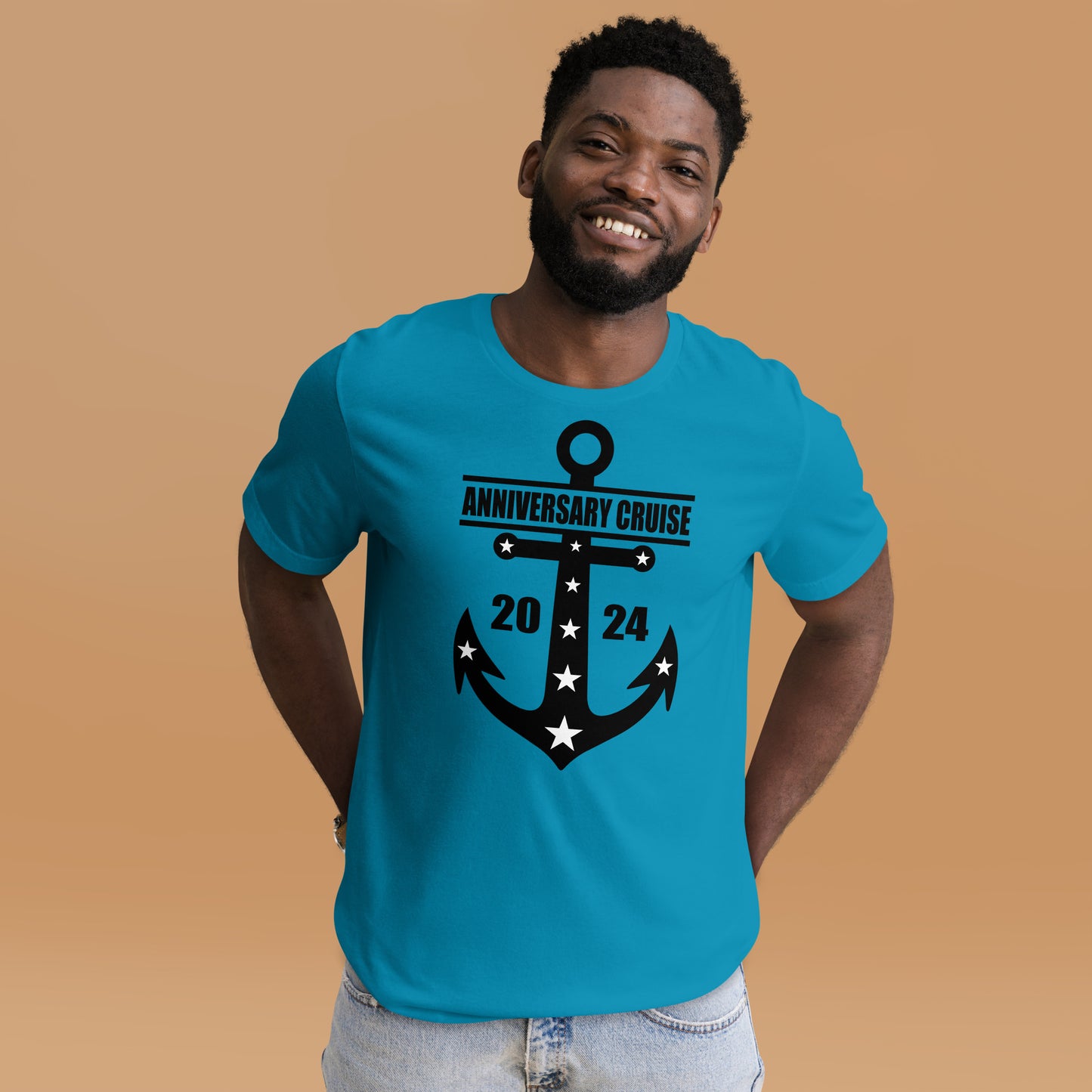 Anniversary Cruise 2024 with Anchor Unisex T-Shirt Designed by Dog Artistry
