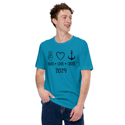 Peace Love Cruise Unisex T-Shirt Designed by Dog Artistry