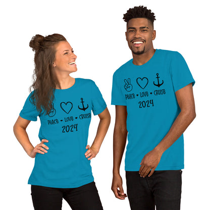 Peace Love Cruise Unisex T-Shirt Designed by Dog Artistry