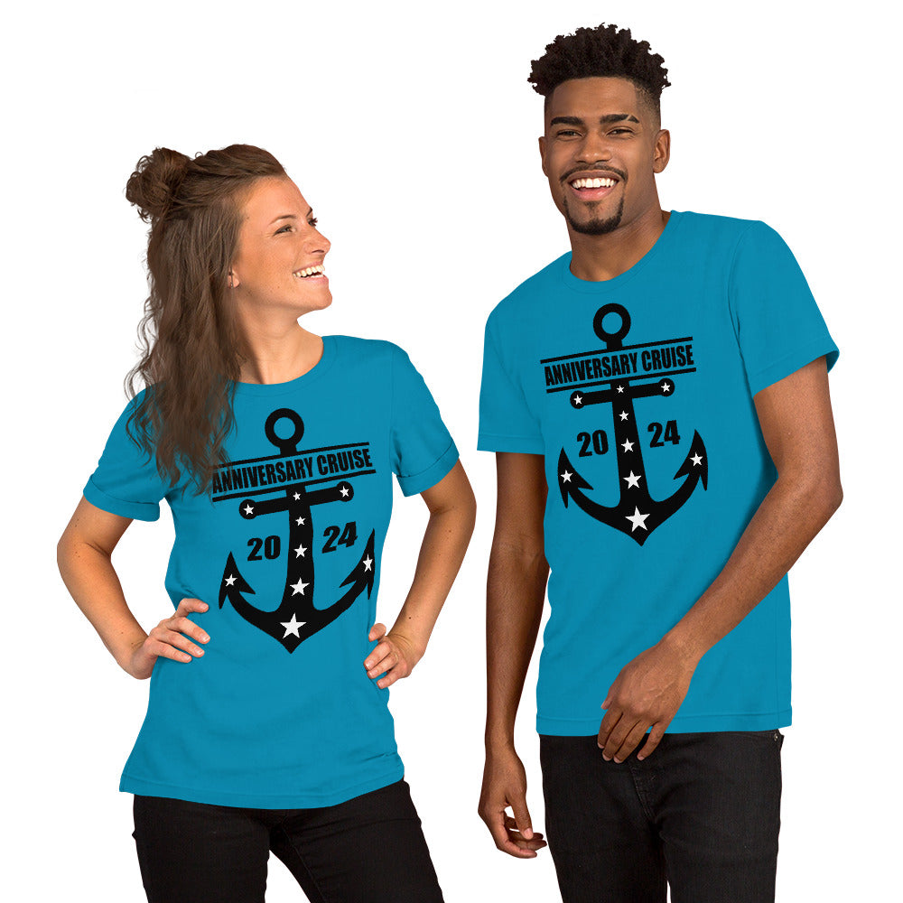 Anniversary Cruise 2024 with Anchor Unisex T-Shirt Designed by Dog Artistry