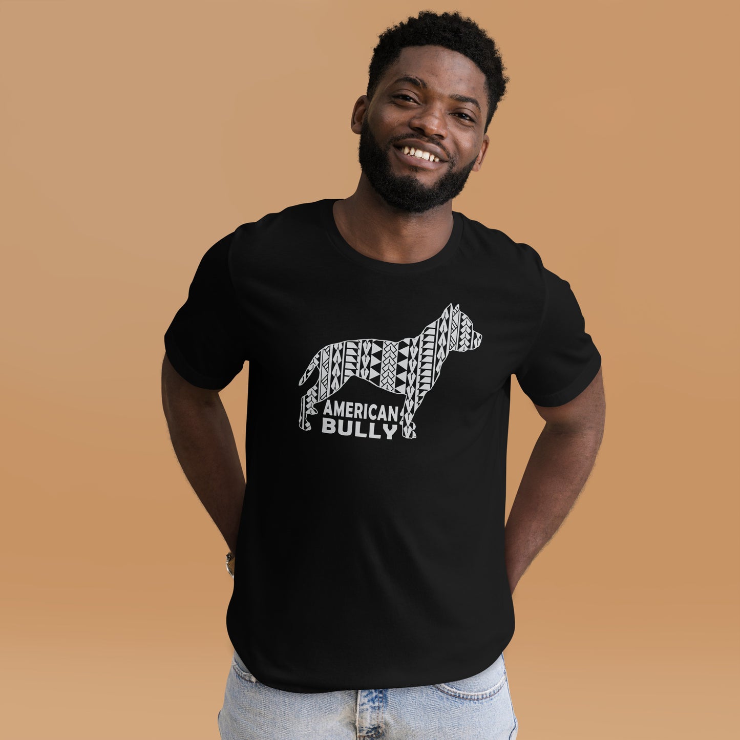 American Bully Polynesian t-shirt black by Dog Artistry.