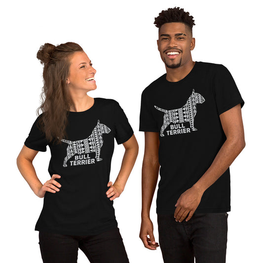 Bull Terrier Polynesian t-shirt black by Dog Artistry.