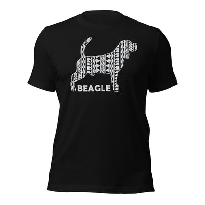 Beagle Polynesian t-shirt black by Dog Artistry.