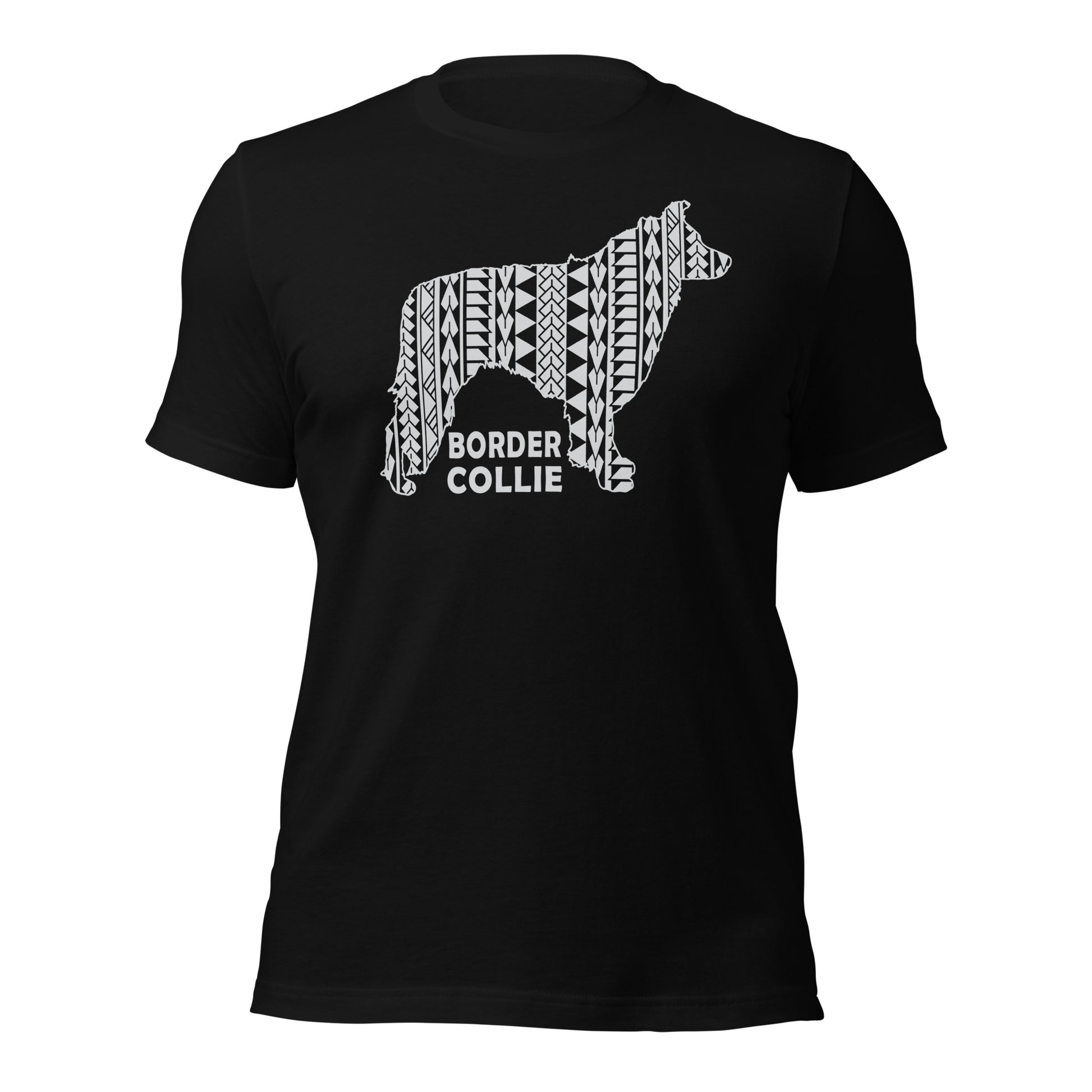 Border Collie Polynesian t-shirt black by Dog Artistry.
