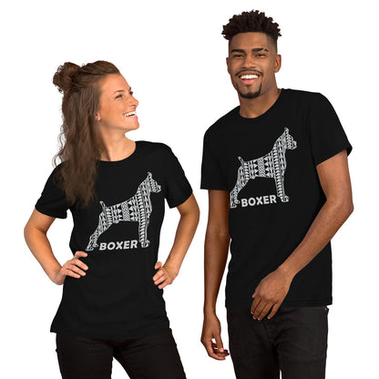 Boxer Polynesian t-shirt black by Dog Artistry.