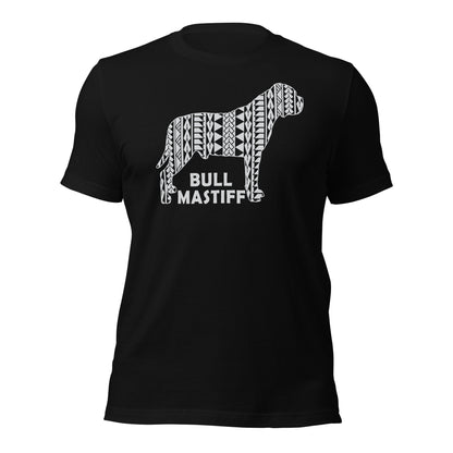 Bullmastiff Polynesian t-shirt black by Dog Artistry.
