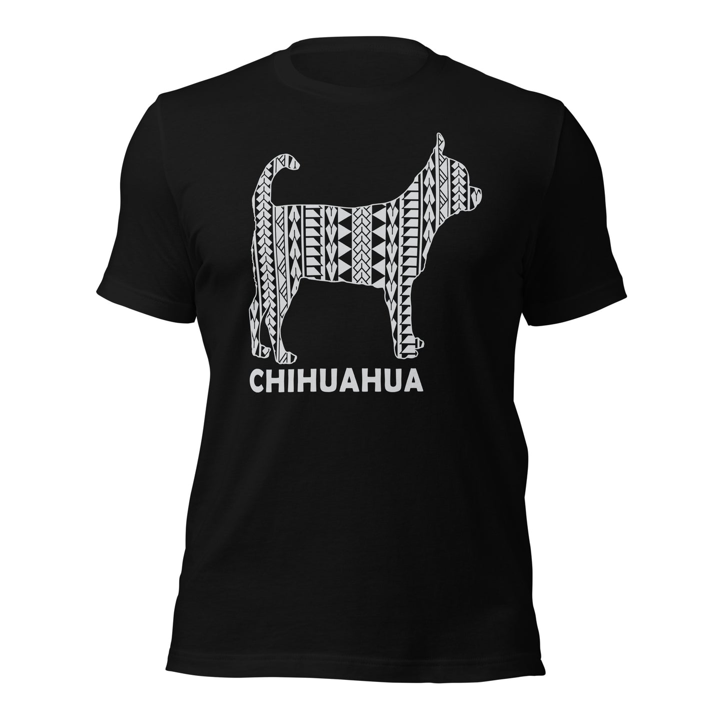 Chihuahua Polynesian t-shirt black by Dog Artistry.