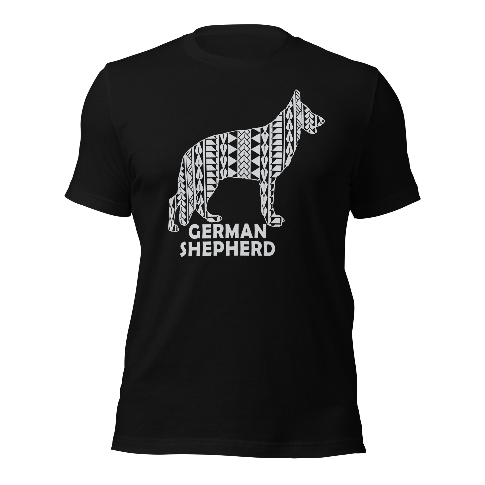 German Shepherd Polynesian t-shirt black by Dog Artistry.