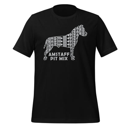 Amstaff Pit Mix Polynesian t-shirt black by Dog Artistry.