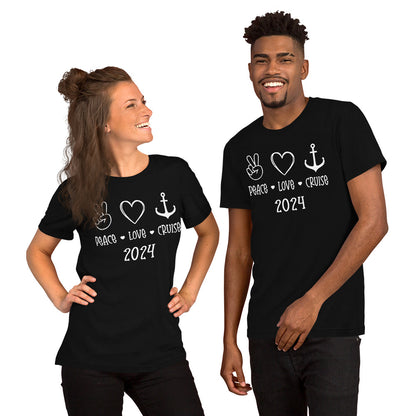 Peace Love Cruise Unisex T-Shirt Designed by Dog Artistry