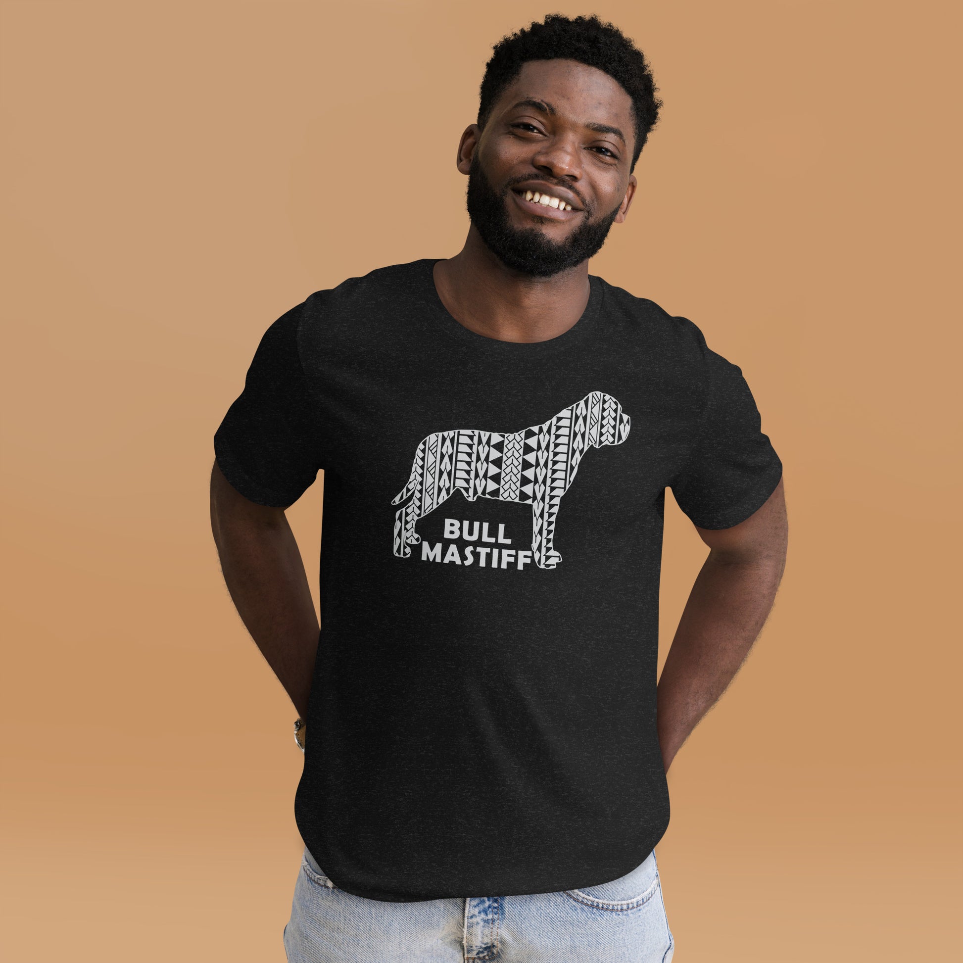 Bullmastiff Polynesian t-shirt heather by Dog Artistry.