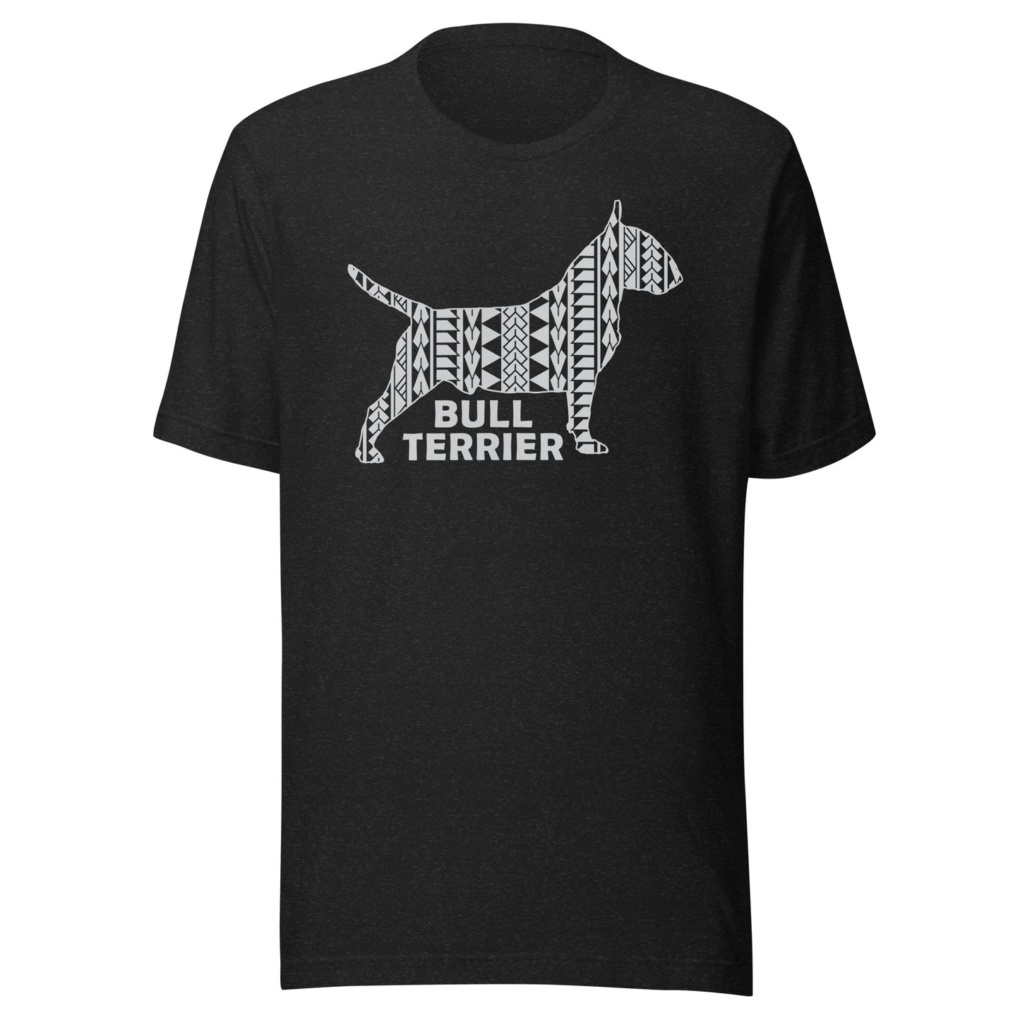 Bull Terrier Polynesian t-shirt heather by Dog Artistry.
