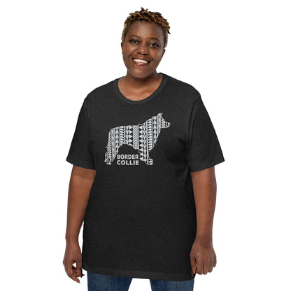 Border Collie Polynesian t-shirt heather by Dog Artistry.