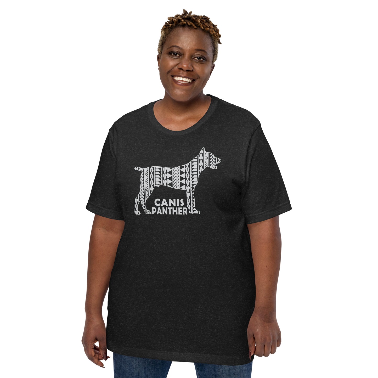 Canis Panther Polynesian t-shirt heather by Dog Artistry.
