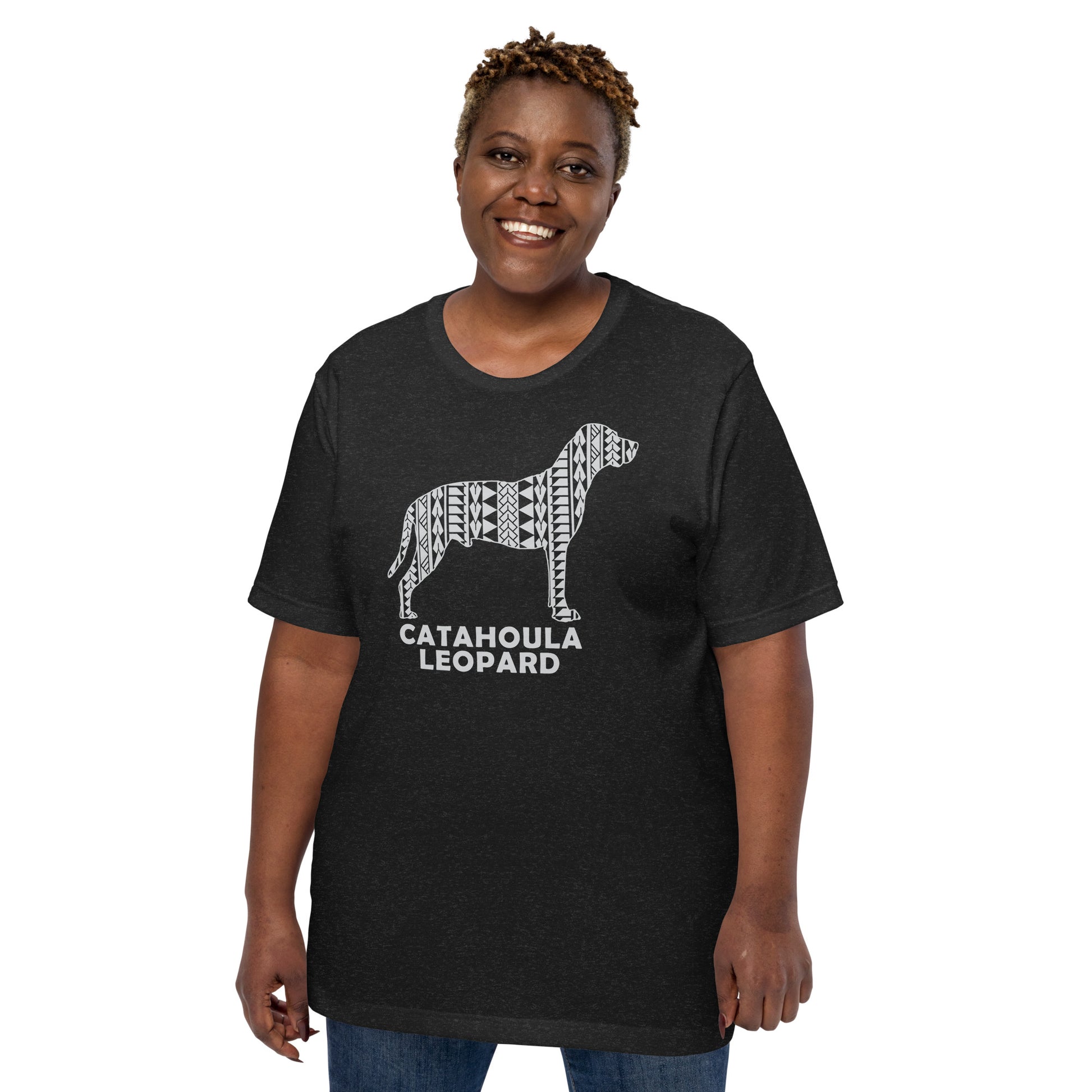 Catahoula Leopard Polynesian t-shirt heather by Dog Artistry.