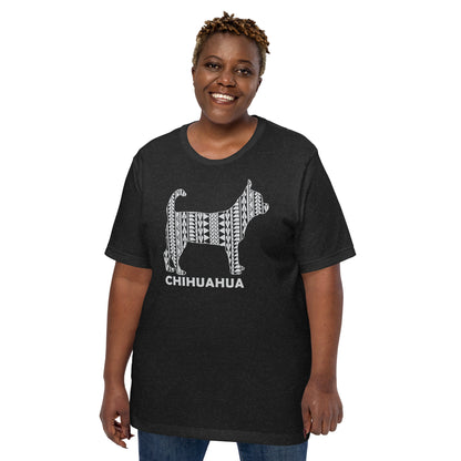 Chihuahua Polynesian t-shirt heather by Dog Artistry.