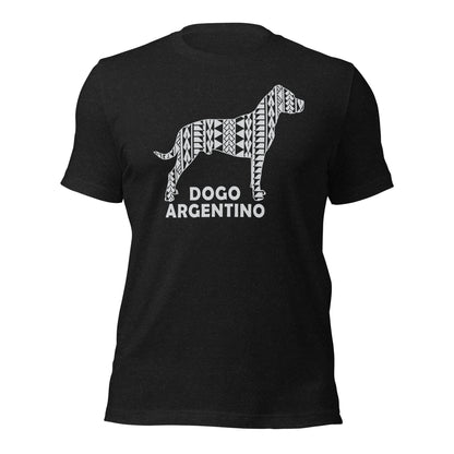 Dogo Argentino Polynesian t-shirt black heather by Dog Artistry.