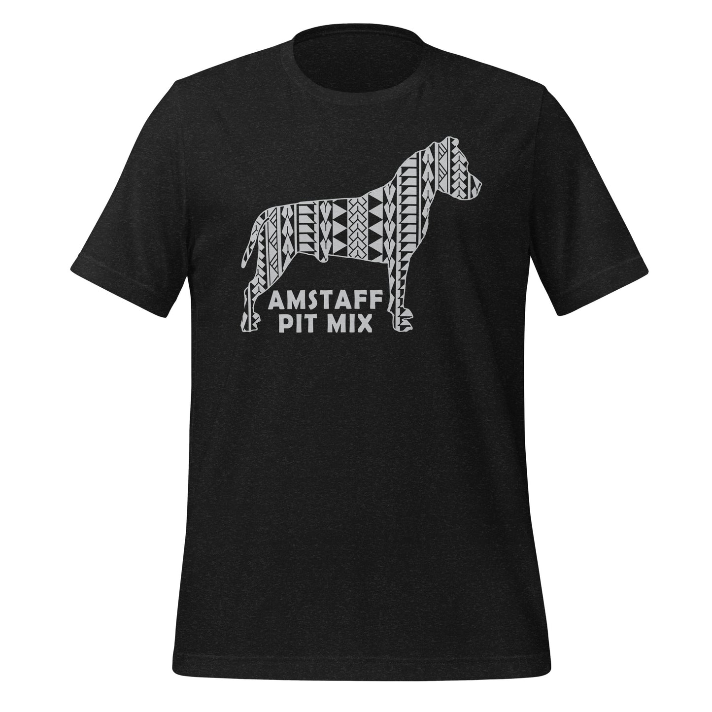 Amstaff Pit Mix Polynesian t-shirt heather by Dog Artistry.