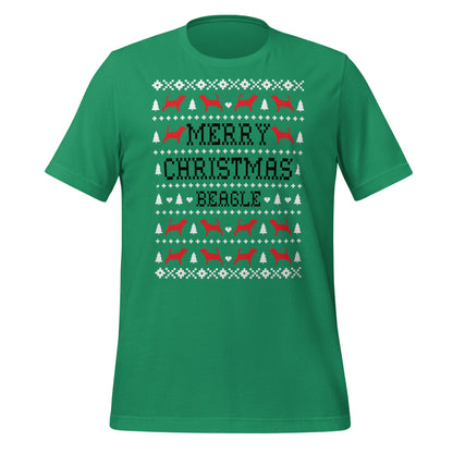 Beagle Ugly Christmas t-shirt green by Dog Artistry.