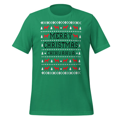 Chihuahua Ugly Christmas t-shirt green by Dog Artistry.