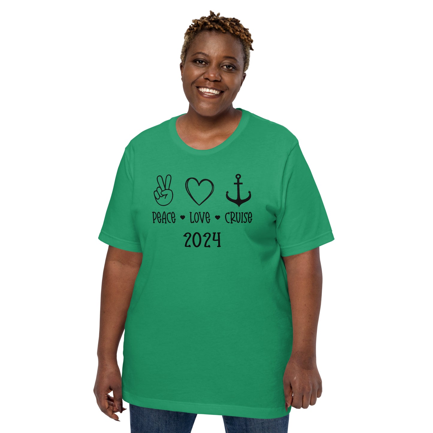 Peace Love Cruise Unisex T-Shirt Designed by Dog Artistry