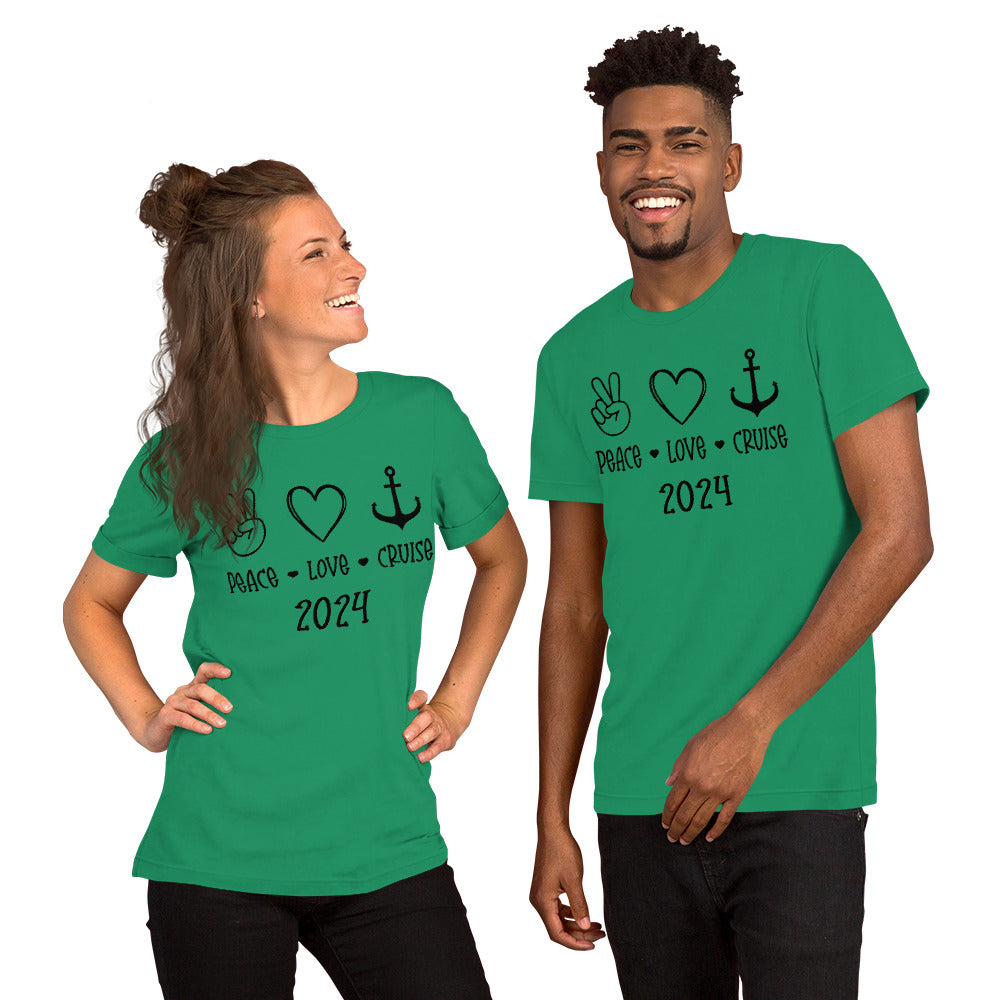 Peace Love Cruise Unisex T-Shirt Designed by Dog Artistry