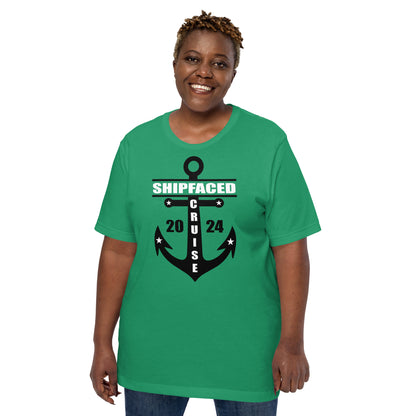 Shipfaced Cruise 2024 with Anchor Unisex T-Shirt Designed by Dog Artistry