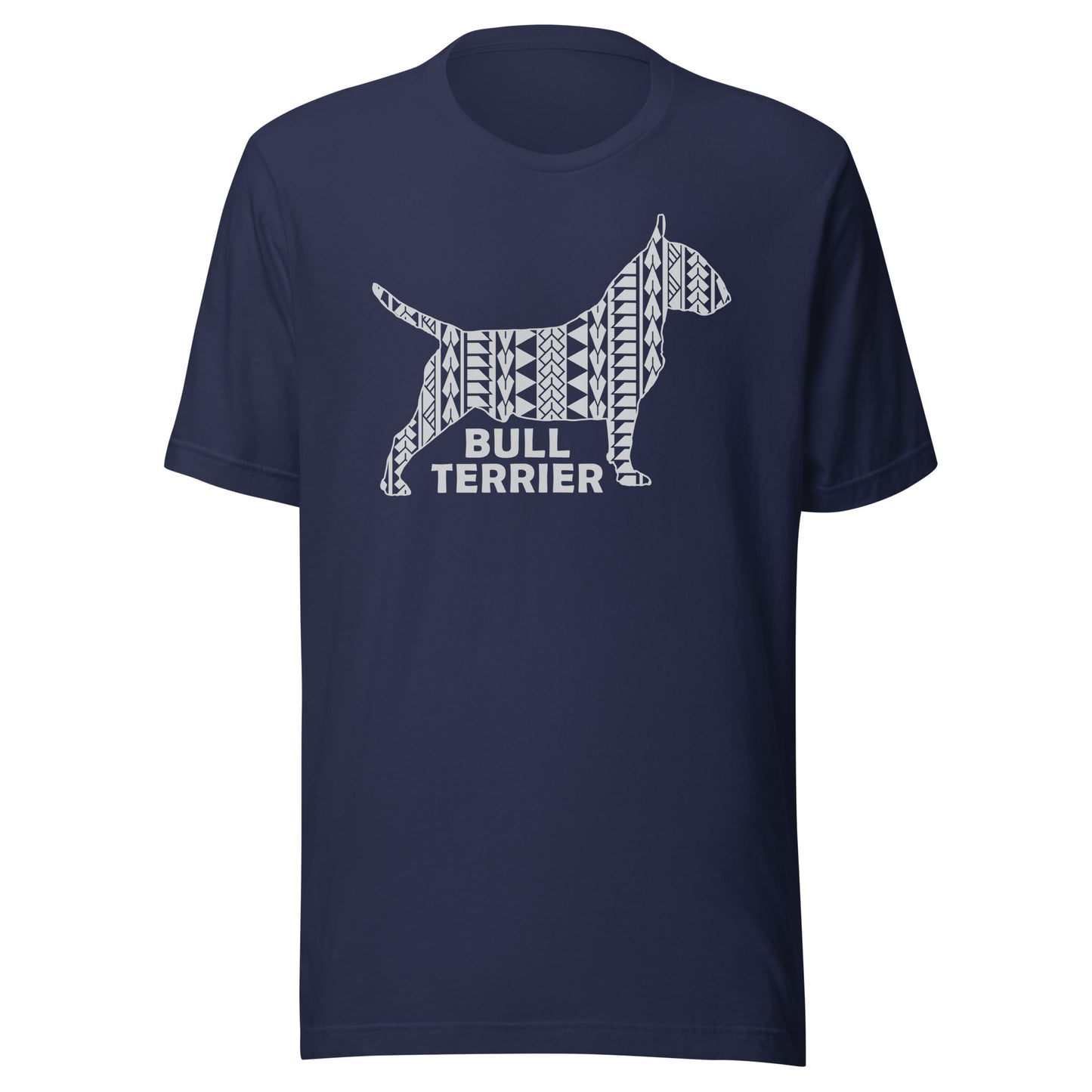 Bull Terrier Polynesian t-shirt navy by Dog Artistry.