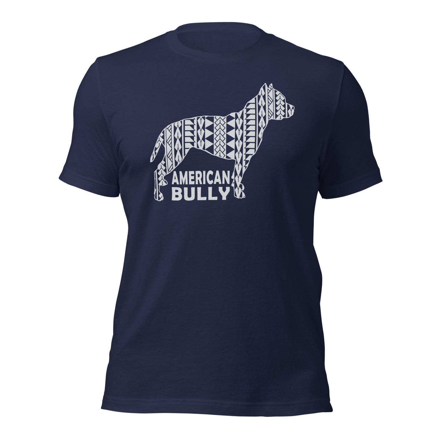 American Bully Polynesian t-shirt navy by Dog Artistry.