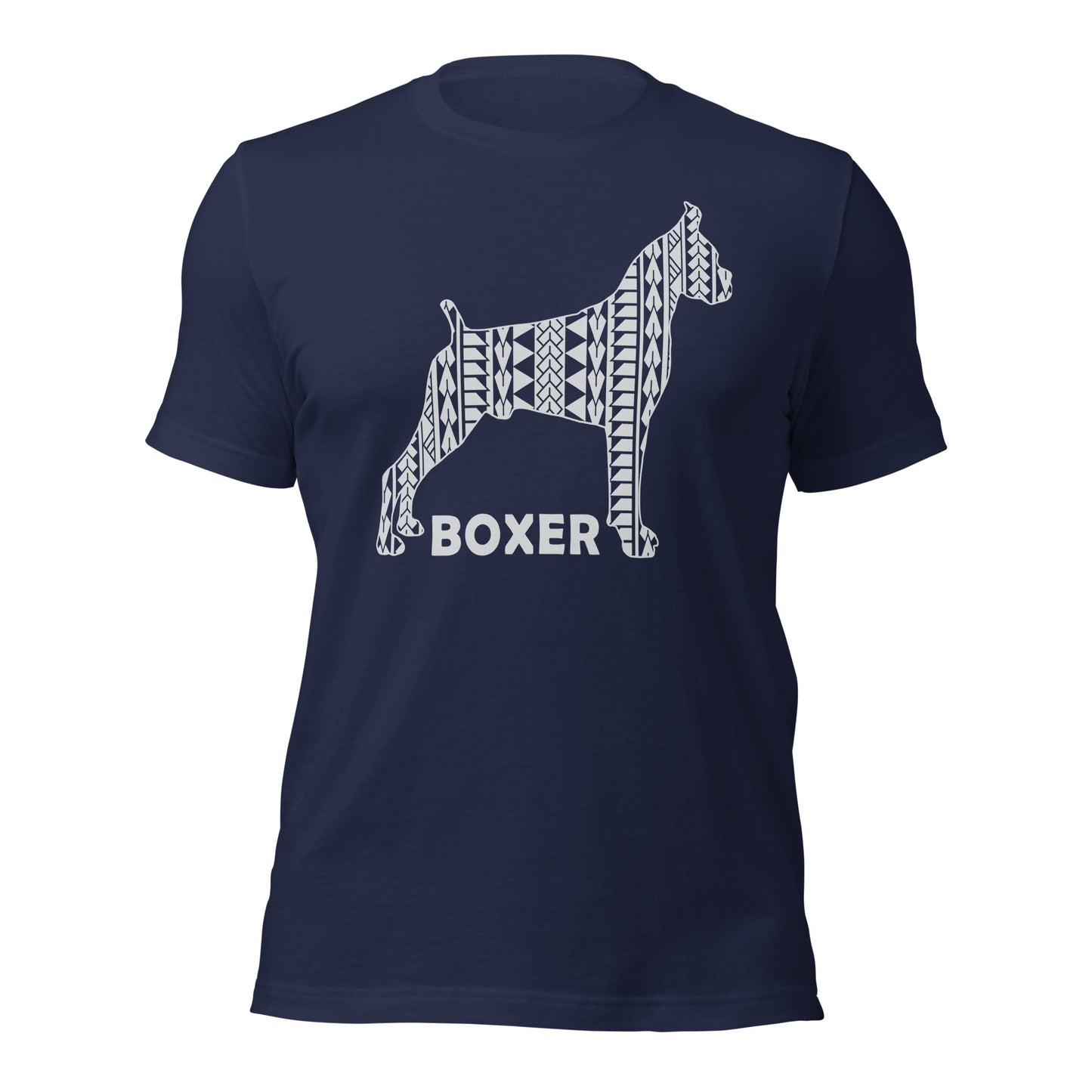 Boxer Polynesian t-shirt navy by Dog Artistry.