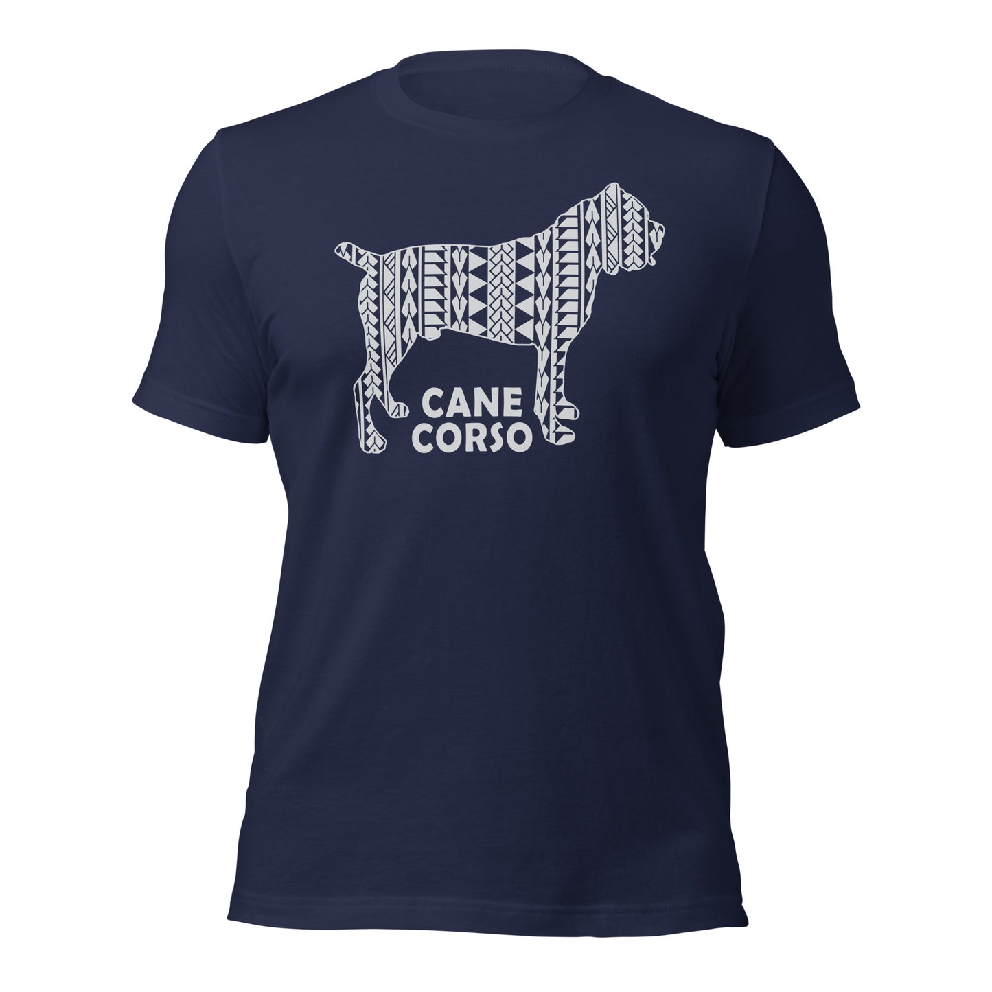 Cane Corso Polynesian t-shirt navy by Dog Artistry.