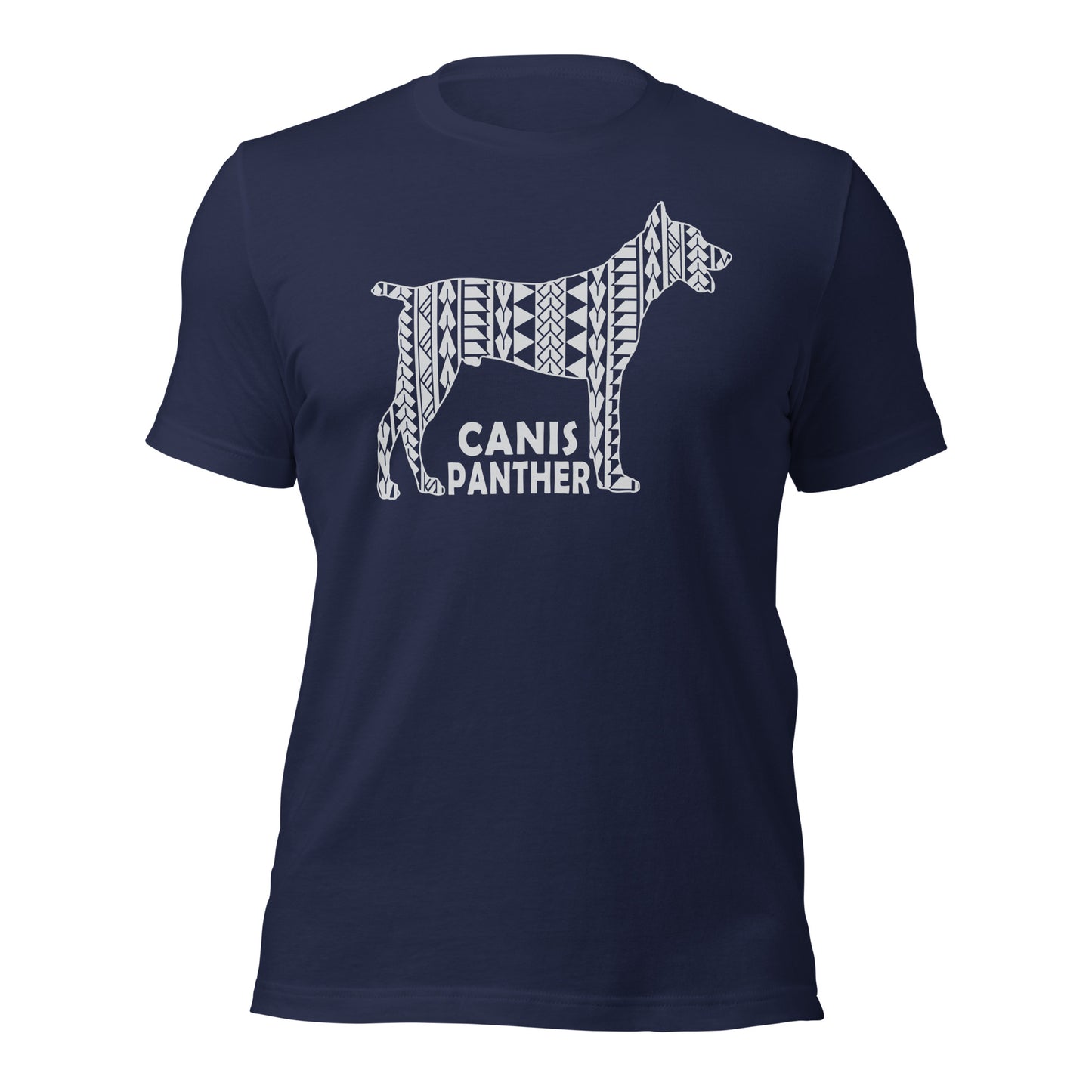 Canis Panther Polynesian t-shirt navy by Dog Artistry.