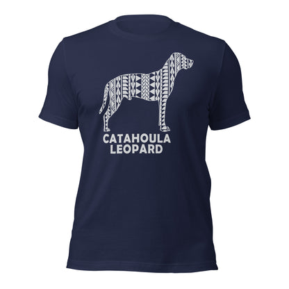 Catahoula Leopard Polynesian t-shirt navy by Dog Artistry.