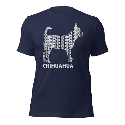 Chihuahua Polynesian t-shirt navy by Dog Artistry.