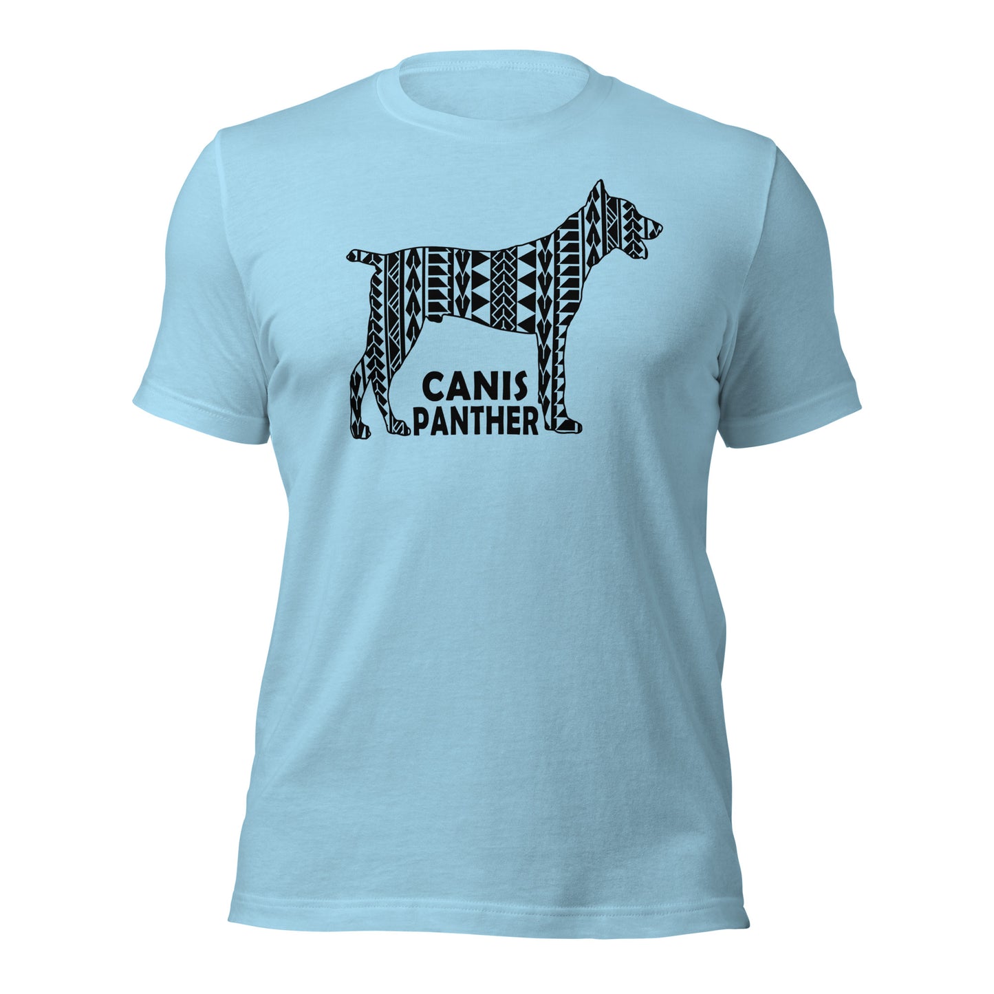 Canis Panther Polynesian t-shirt blue by Dog Artistry.