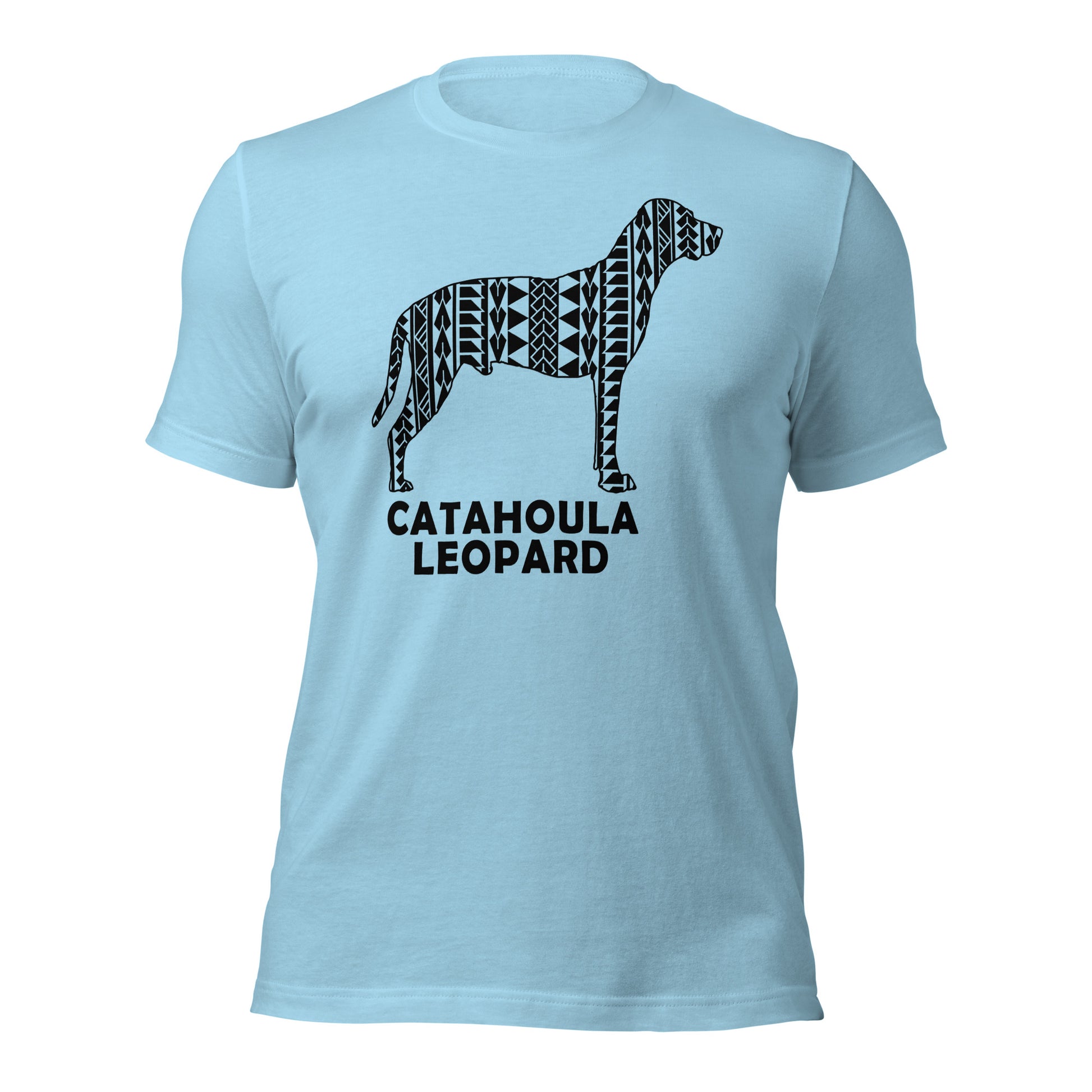 Catahoula Leopard Polynesian t-shirt blue by Dog Artistry.
