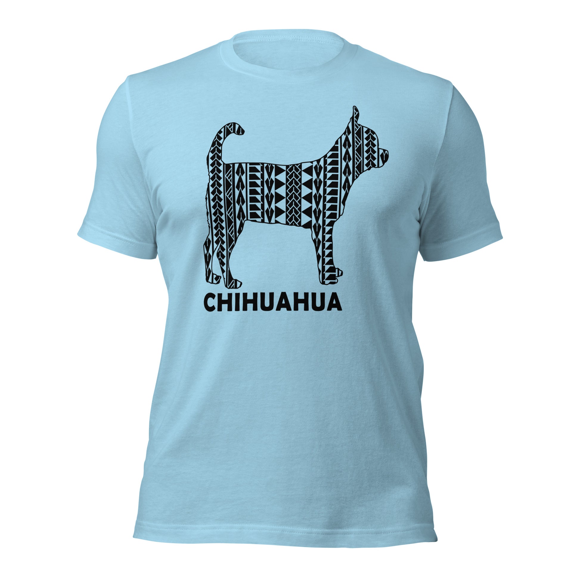 Chihuahua Polynesian t-shirt blue by Dog Artistry.