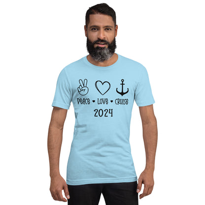 Peace Love Cruise Unisex T-Shirt Designed by Dog Artistry