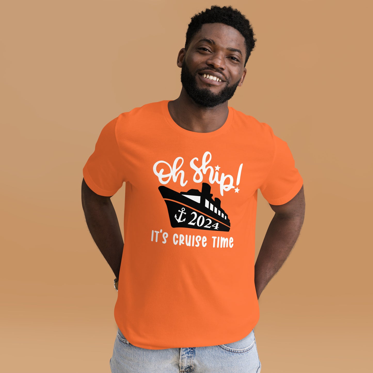 Oh Ship! It's Cruise Time 2024 Unisex T-Shirt Designed by Dog Artistry