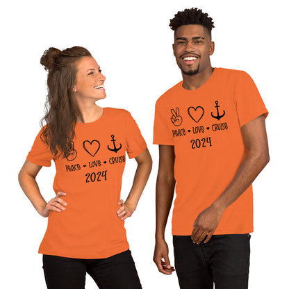 Peace Love Cruise Unisex T-Shirt Designed by Dog Artistry