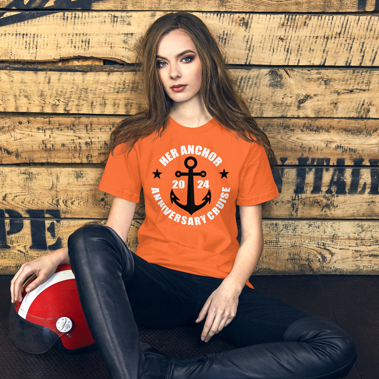 Her Anchor Anniversary Unisex T-Shirt Designed by Dog Artistry