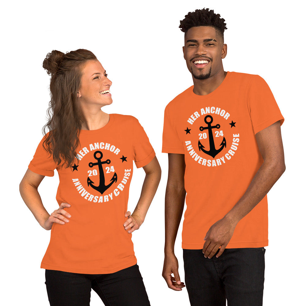 Her Anchor Anniversary Unisex T-Shirt Designed by Dog Artistry