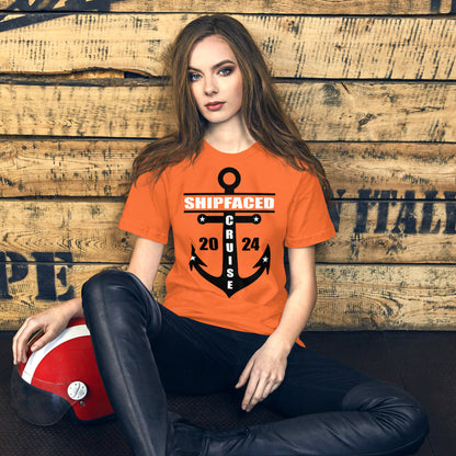 Shipfaced Cruise 2024 with Anchor Unisex T-Shirt Designed by Dog Artistry