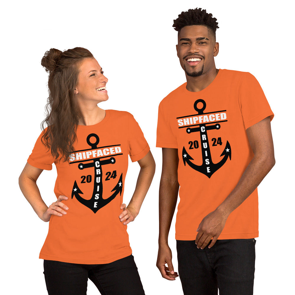 Shipfaced Cruise 2024 with Anchor Unisex T-Shirt Designed by Dog Artistry