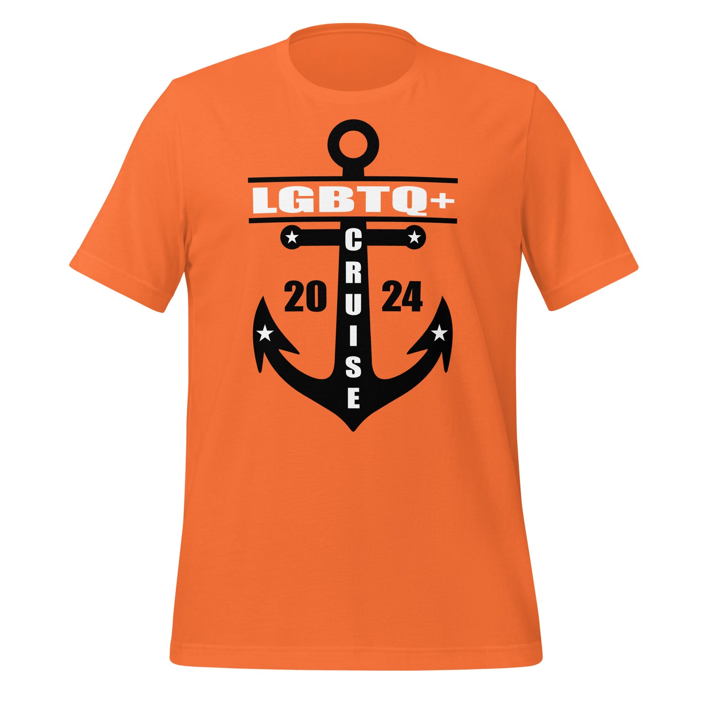 LGBTQ+ Cruise 2024 with Anchor Unisex T-Shirt Designed by Dog Artistry