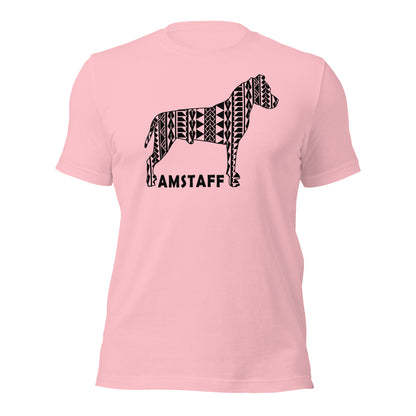 Amstaff Polynesian t-shirt pink by Dog Artistry.