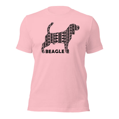 Beagle Polynesian t-shirt pink by Dog Artistry.