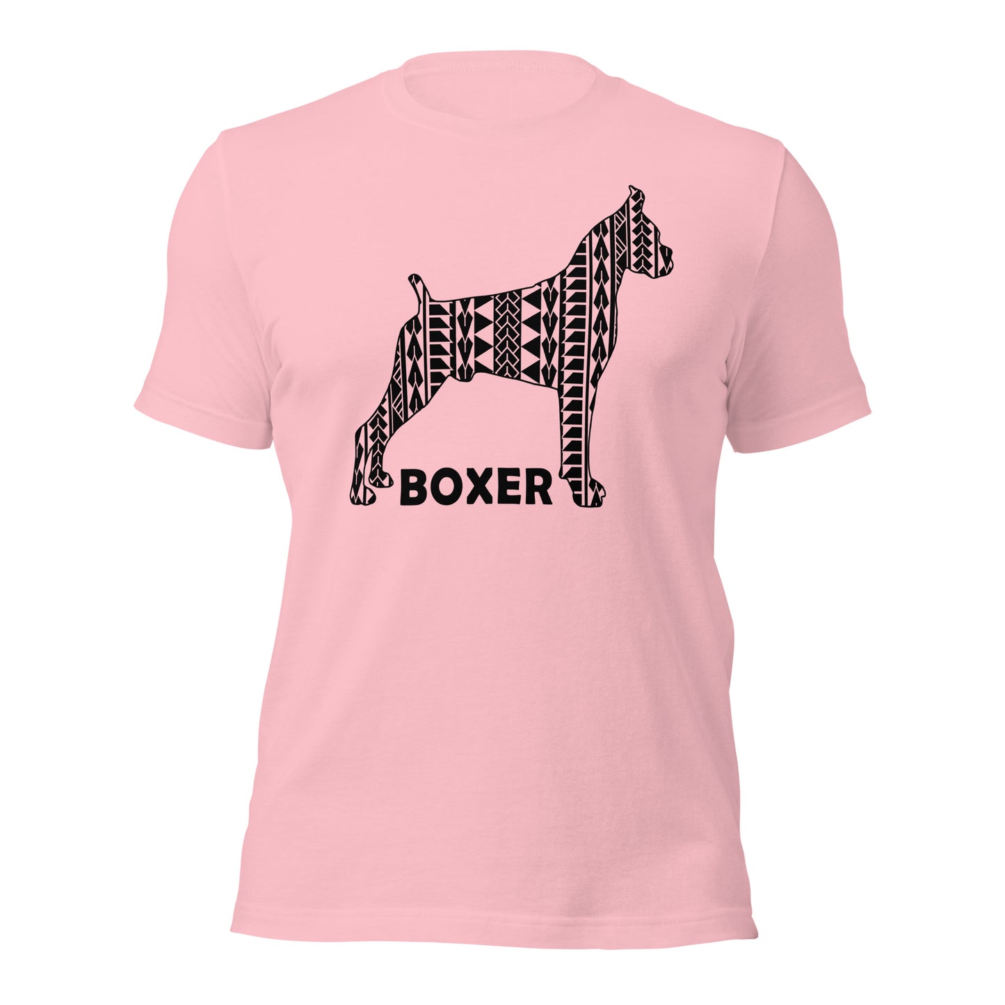 Boxer Polynesian t-shirt pink by Dog Artistry.