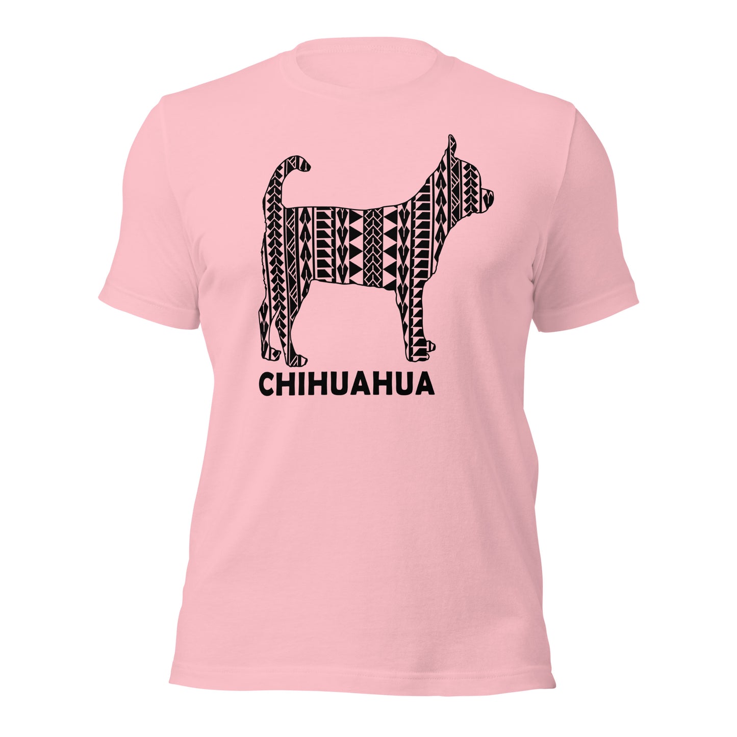 Chihuahua Polynesian t-shirt pink by Dog Artistry.