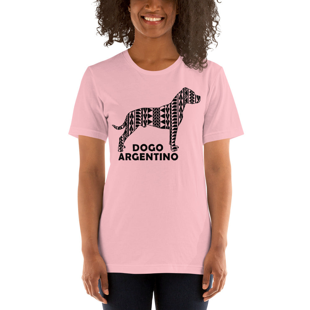 Dogo Argentino Polynesian t-shirt pink by Dog Artistry.